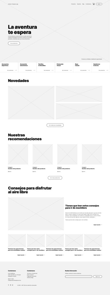 Homepage wireframe Outdoor Freestyle