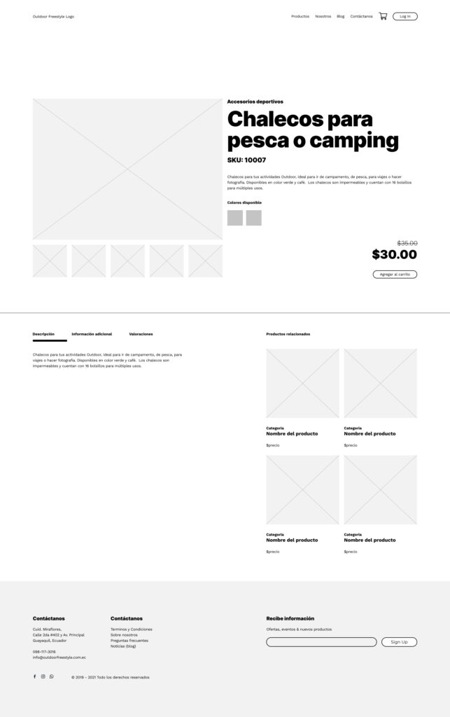 product page wireframe