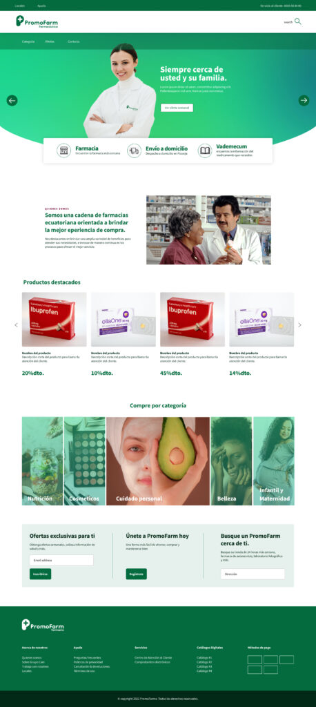 Sample homepage for pharmaceutical company PromoFarm.